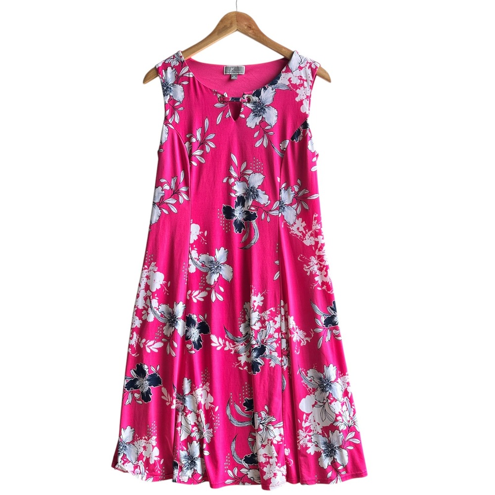 JM Collection Dress Floral‎ Fairy Cottage Sundress Pink Medium Cocktail A Line